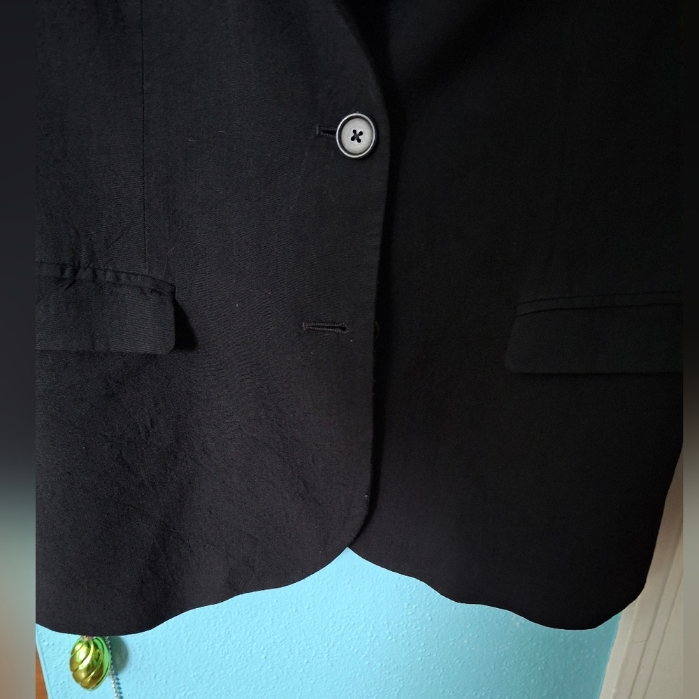Banana Republic Stretch Womens Sz 10 Black Wool Blazer Summer Weight Vntg Excel - Picture 14 of 15
